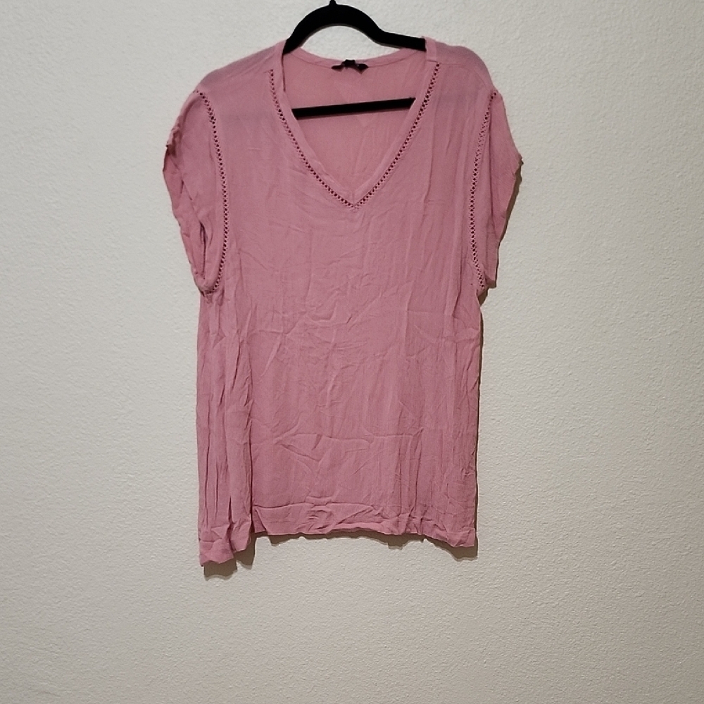 Buffalo David Bitton Pink Relaxed Short Sleeve Top